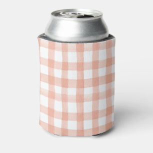 Aquarell Blumengarten Party Wappen Peach Gingham Dosenkühler