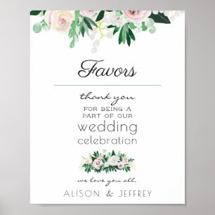 Aquarell Blumengrün Gastgeschenke Hochzeiten Danke Poster