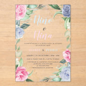 Aquarell Blumengrün Spanisches Geschlecht Acryleinladungen (Vorderseite)