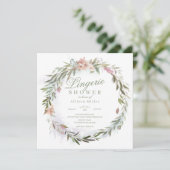 Aquarell Blumengrün Wreath Lingerie Dusche Einladung (Stehend Vorderseite)
