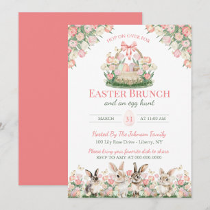 Aquarell-Blumenhasen Oster-Sonntagsbrunch Einladung