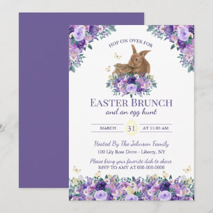 Aquarell-Blumenhasen Ostersonntags-Brunch Einladung