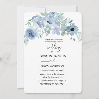 Aquarell-Blumenhochzeit  Einladung
