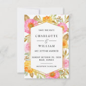 Aquarell-Blumenhochzeit Save The Date (Vorderseite)