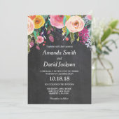 Aquarell-Blumenhochzeits-Einladungs-Tafel Einladung (Stehend Vorderseite)