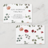 Aquarell-Blumenhochzeits-Planer-Visitenkarte Visitenkarte (Vorne/Hinten)