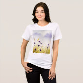 Aquarell-Blumenillustration Tri-Blend Shirt (Vorderseite voll)