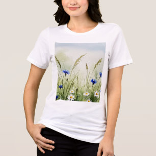 Aquarell-Blumenillustration Tri-Blend Shirt