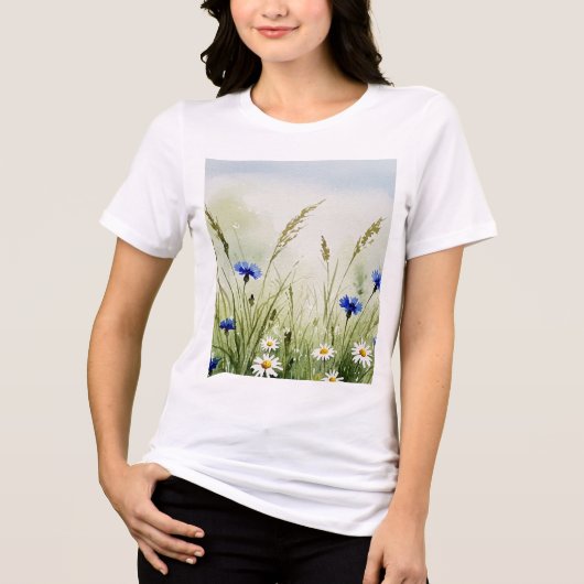 Aquarell-Blumenillustration Tri-Blend Shirt (Vorderseite)