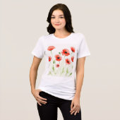 Aquarell-Blumenillustration Tri-Blend Shirt (Vorderseite voll)