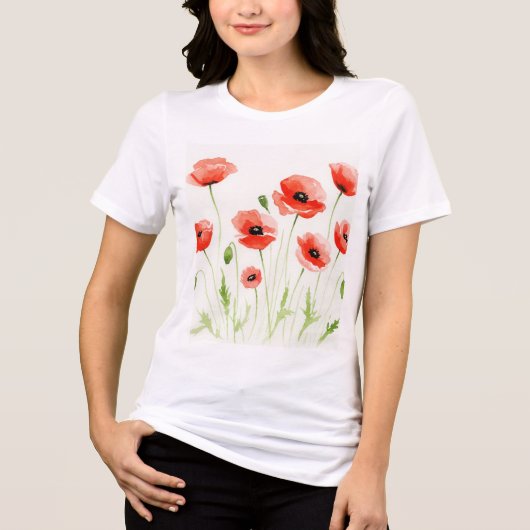Aquarell-Blumenillustration Tri-Blend Shirt (Vorderseite)