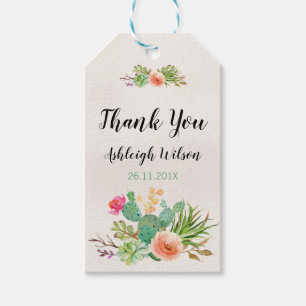 Aquarell-Blumenkaktus-Babyparty-Umbau Geschenkanhänger