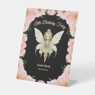 Aquarell-Blumenkleine-Feengratulations-Gästebuch Sockelschild