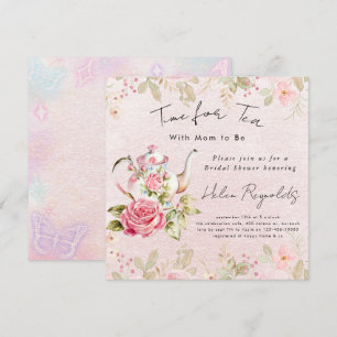 Aquarell Blumenkohl Tee Party Babydusche Einladung