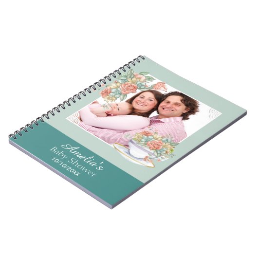 Aquarell Blumenkohl Tee Party Babydusche Notizblock (Linke Seite)