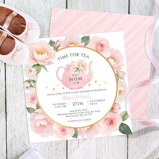 Aquarell Blumenkohl Tee Party Kinderdusche Einladu Einladung