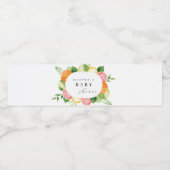 Aquarell Blumenkorallendusche Grüne Kinderdusche Wasserflaschenetikett (Einzelnes Label)