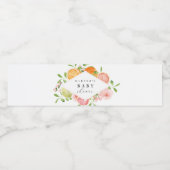 Aquarell Blumenkorallendusche Grüne Kinderdusche Wasserflaschenetikett (Einzelnes Label)