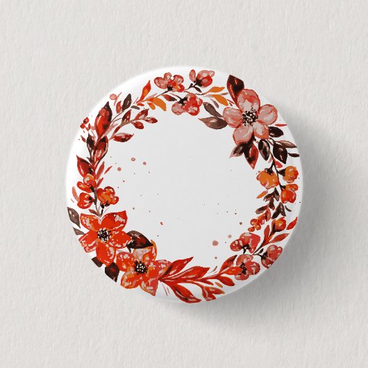 Aquarell-Blumenkranz Button (Vorderseite)