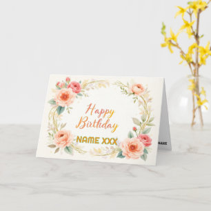 Aquarell-Blumenkranz – Eleganter Geburtstag Karte