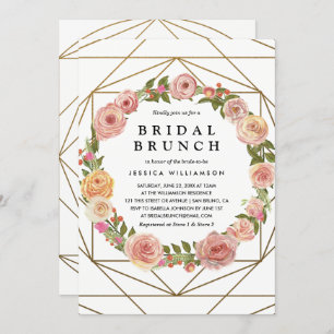Aquarell-BlumenKranz-geometrischer BrautBrunch Einladung