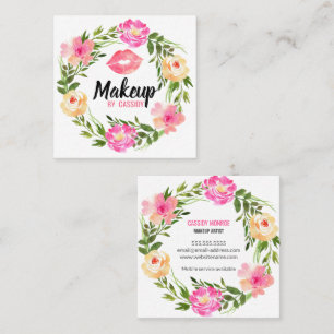 Aquarell-Blumenkranz-Makeup Arist Geschäfts-Ca Quadratische Visitenkarte
