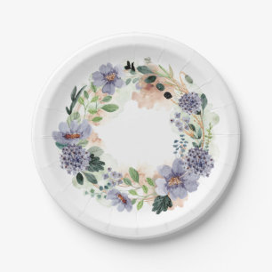 Aquarell-Blumenkranz Pappteller