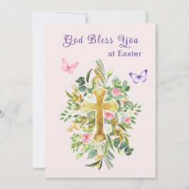 Aquarell Blumenkreuz Christliches Ostern Feiertagskarte