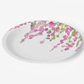 Aquarell-Blumenkunst schöne rosa grün Pappteller (Schrägansicht)