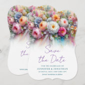 Aquarell-Blumenkunst Typisierte Save-The-Date-Klam Save The Date (Vorne/Hinten)