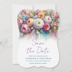 Aquarell-Blumenkunst Typisierte Save-The-Date-Klam Save The Date