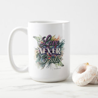 Aquarell-Blumenliebe Versagt Nie Schrift Kaffeetasse