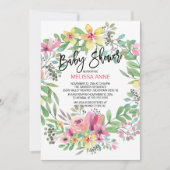 Aquarell Blumenmädchen Kinderdusche Einladung (Vorderseite)