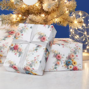 Aquarell-Blumenmalerei Elegantes Geschenk Wasserfa Geschenkpapier