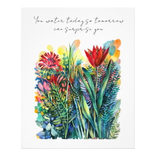 Aquarell-Blumenmalerei mit Zitat  Fotodruck