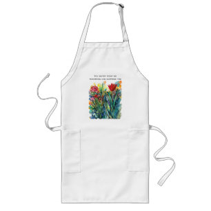 Aquarell-Blumenmalerei mit Zitat Lange Schürze