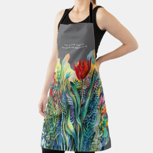 Aquarell-Blumenmalerei mit Zitat Schürze
