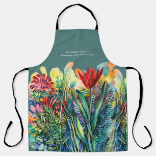Aquarell-Blumenmalerei mit Zitat Schürze