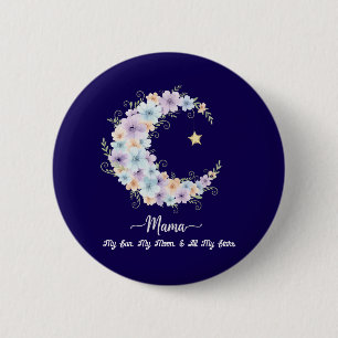 Aquarell-Blumenmond-Mama Button