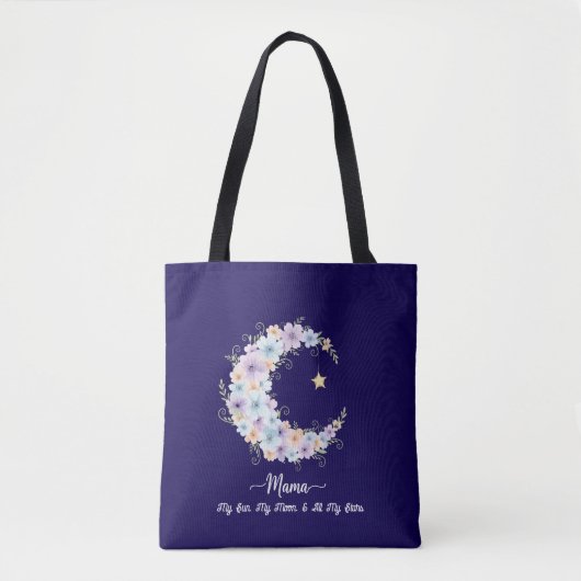 Aquarell-Blumenmond-Mama Tasche (Vorderseite)