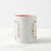 Aquarell-Blumenmonogramm I Goldinitiale & Name Tasse (Zentrum)