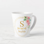 Aquarell-Blumenmonogramm I Individuelle Goldinitia Milchtasse (Rechte Ecke)
