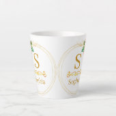 Aquarell-Blumenmonogramm I Individuelle Goldinitia Milchtasse (Vorderseite)