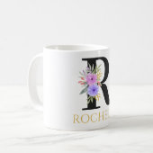 Aquarell-Blumenmonogramm-Kaffeetasse Kaffeetasse (Vorderseite Links)