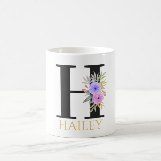Aquarell-Blumenmonogramm-Kaffeetasse Kaffeetasse (Mittel)