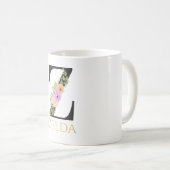 Aquarell-Blumenmonogramm-Kaffeetasse Kaffeetasse (VorderseiteRechts)