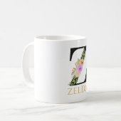 Aquarell-Blumenmonogramm-Kaffeetasse Kaffeetasse (Vorderseite Links)