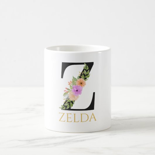Aquarell-Blumenmonogramm-Kaffeetasse Kaffeetasse (Mittel)