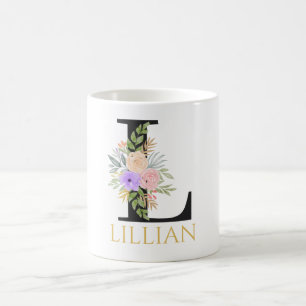 Aquarell-Blumenmonogramm-Kaffeetasse Kaffeetasse