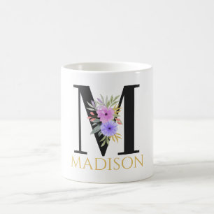 Aquarell-Blumenmonogramm-Kaffeetasse Kaffeetasse